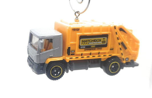 Trash Garbage Truck Orange Gray Christmas Ornament