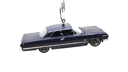 1963 Chevy Impala Lowrider Blue Christmas Ornament