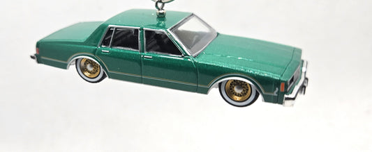 1985 Chevy Impala Green w/ Gold Wheels Christmas Ornament