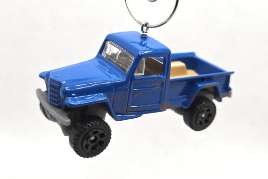 Jeep Willy Pickup Truck Blue Christmas Ornament