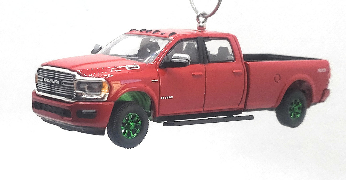 2022 Ram 2500 Laramie Red LT Ed Green Wheels Christmas Ornament