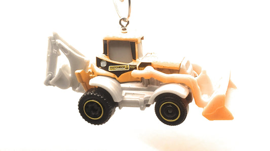 Tractor Backhoe Yellow Gray Christmas Ornament