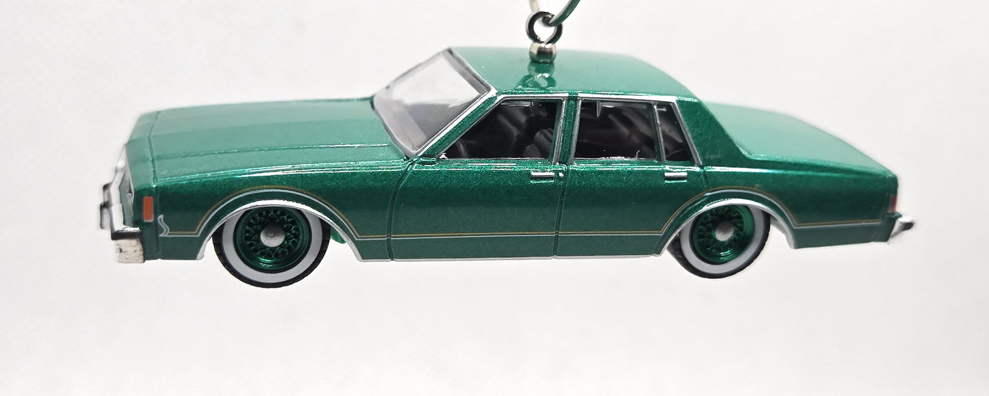 1985 Chevy Impala Green w/ Green Wheels Christmas Ornament