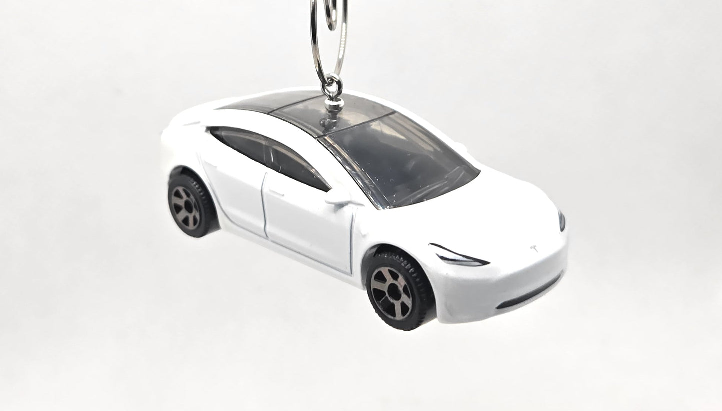 Tesla Model 3 White Christmas Ornament