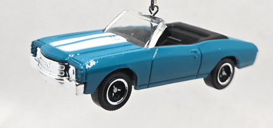 1971 Chevy Chevelle SS Convertible Blue Christmas Ornament