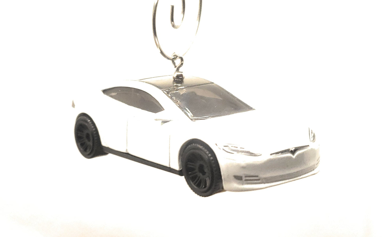 Tesla Model S White Christmas Ornament