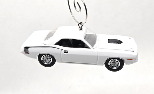 1970 Plymouth Hemi Cuda Barracuda White Christmas Ornament