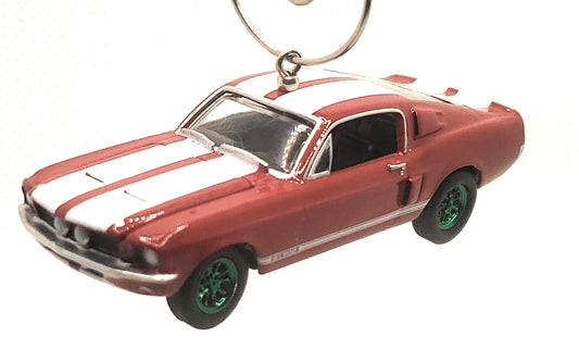 1967 Shleby GT-500 Red White Striple Ltd Ed Green Wheels Christmas Ornament