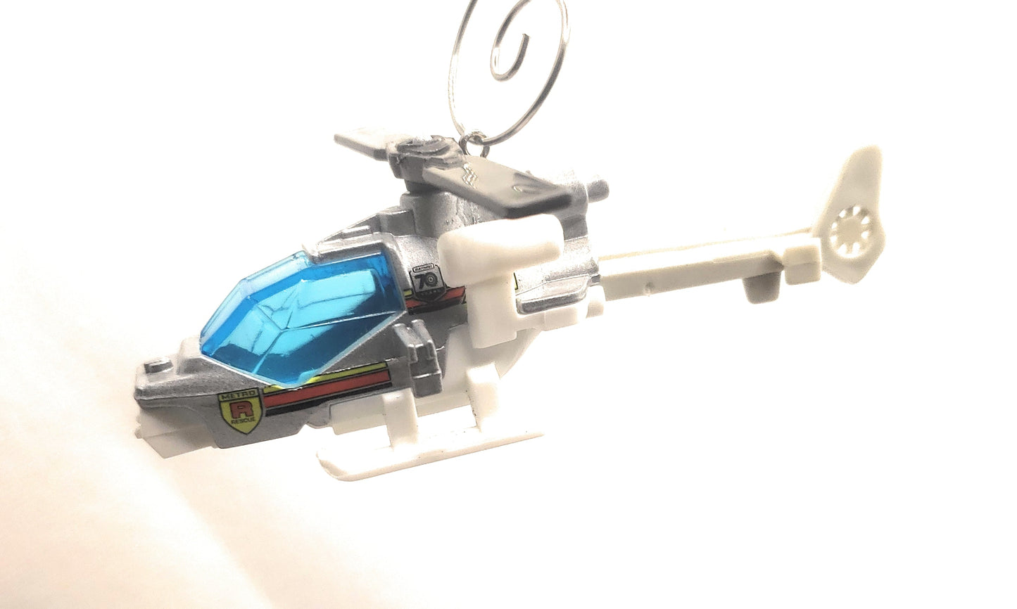 Helicopter Gray White Christmas Ornament