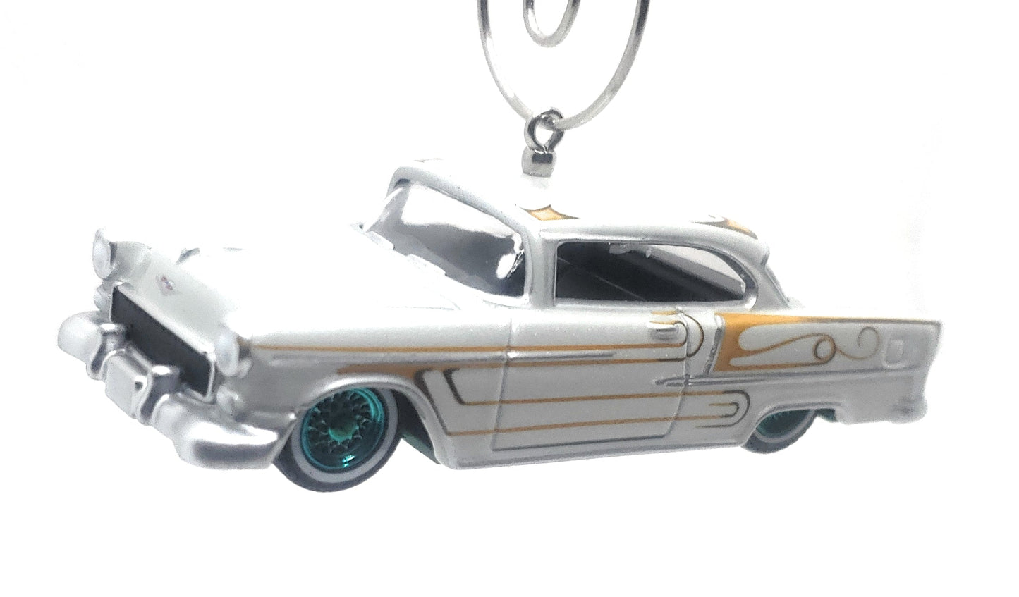 1955 Chevy Bel Air Lowrider White Ltd Ed Green Wheels Christmas Ornament