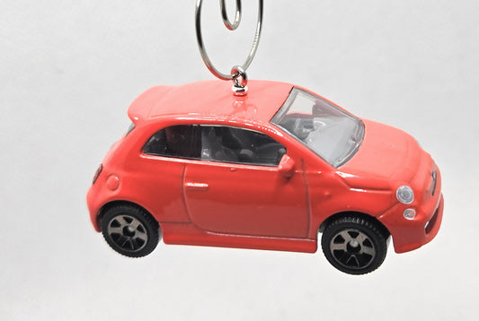 2019 Fiat 500 Turbo Redish Orange Christmas Ornament