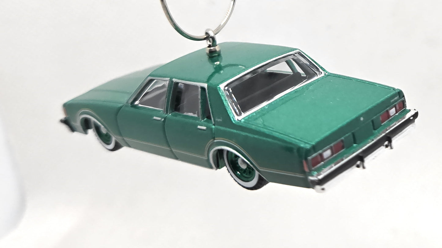 1985 Chevy Impala Green w/ Green Wheels Christmas Ornament