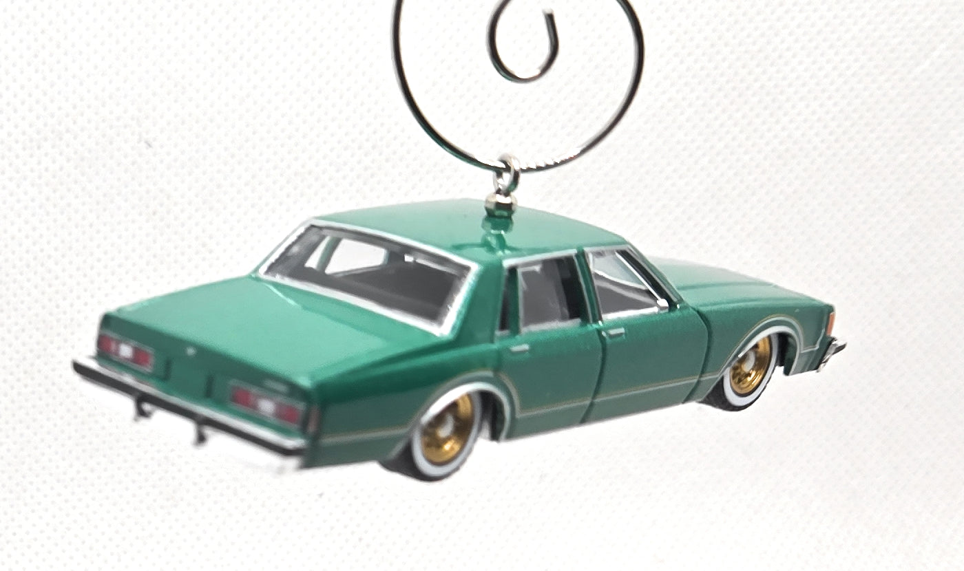 1985 Chevy Impala Green w/ Gold Wheels Christmas Ornament