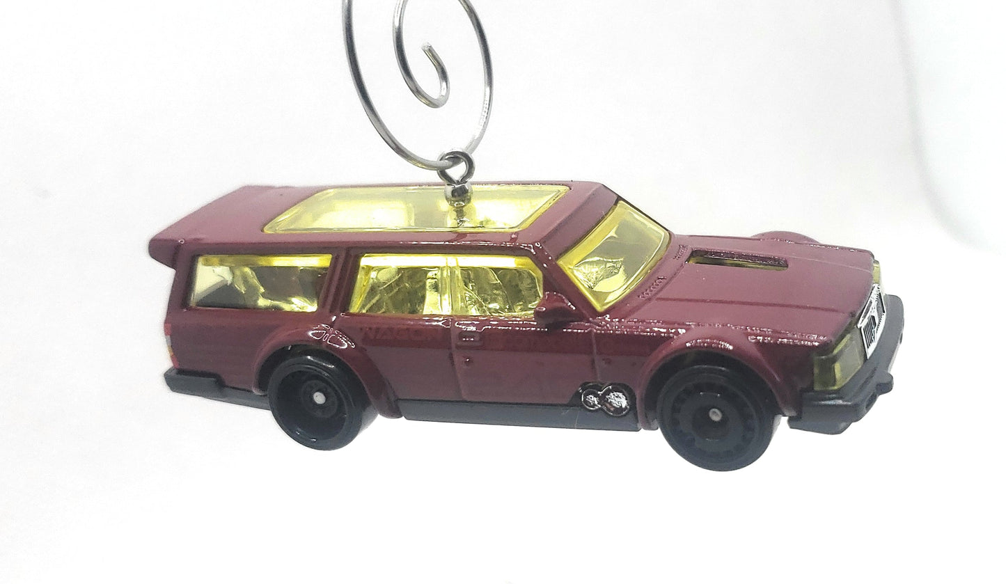 Volvo 240 Drift Wagon Burgandy Christmas Ornament