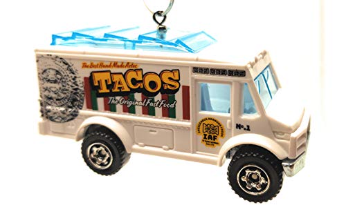 Chow Wagon Taco Truck Food Christmas Ornament 1:64 White