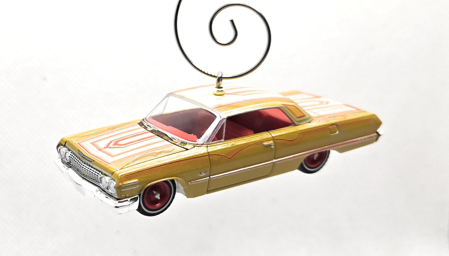 1963 Chevy Impala Lowrider Gold Christmas Ornament