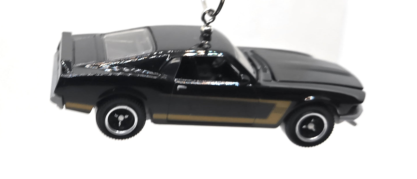 1969 Ford Mustang Boss 302 Black Christmas Ornament