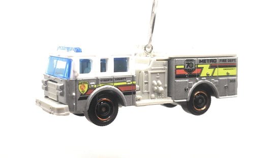 Pierce Arrow XT Fire Engine Truck Silver Christmas Ornament