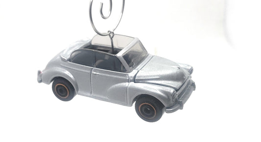 1956 Morris Minor Silver Christmas Ornament