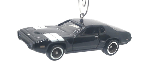 1971 Plymouth GTX Black White on Hood Christmas Ornament