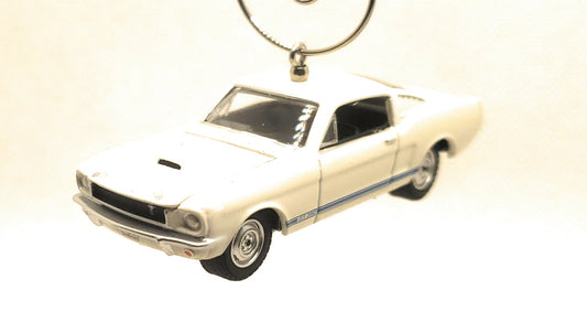 1965 Shelby GT350 White Blue Stripe Christmas Ornament