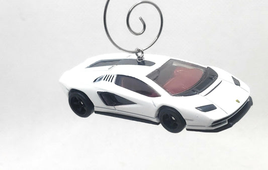 Lamborghini Countach LPI 800-4 White Christmas Ornament