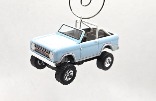 1970 Ford Bronco Topless Lt Blue Christmas Ornament