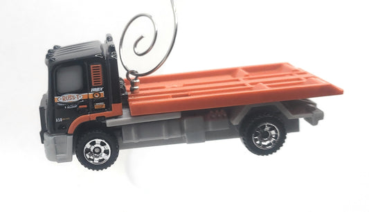 Flatbed Tow Truck Black Copper Christmas Ornament