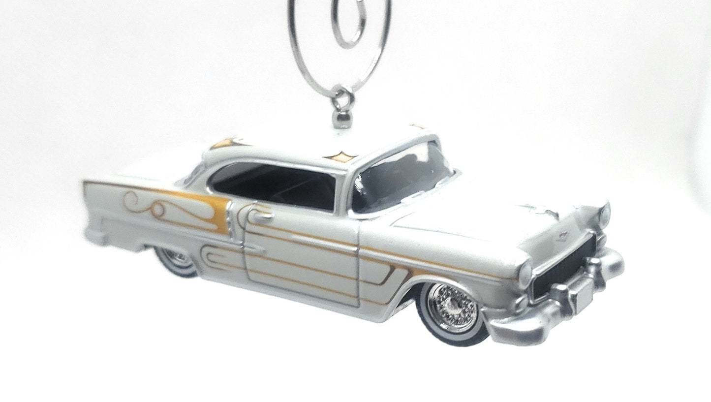 1955 Chevy Bel Air Lowrider White Christmas Ornament