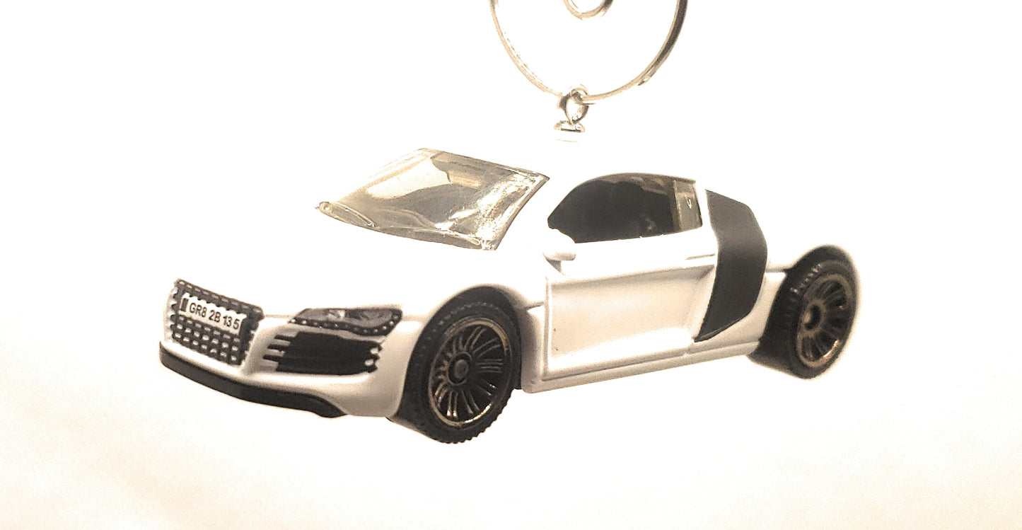 2007 Audi R8 White Black Christmas Ornament