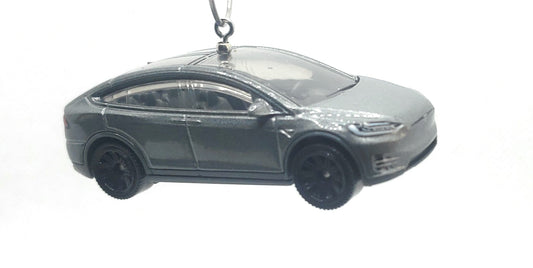 Tesla Model X Gray Christmas Ornament