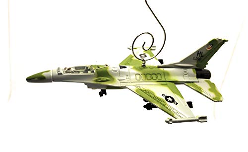 General Dynamics F-16 Fighting Falcon Jet Airplane  Gray Light Green Christmas Ornament