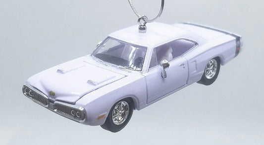 1970 Dodge Super Bee White Black Stripe Christmas Ornament