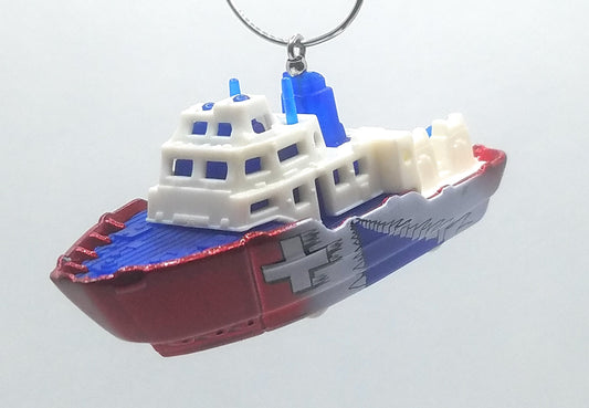 Ice Breaker Boat Red White Christmas Ornament