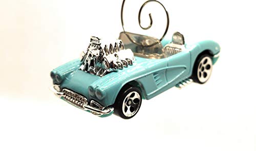 1958 Corvette Coupe  Lt Blue Big Engine Christmas Ornament