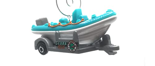 Scuba Rescue Whitewater Raft Boat with Trailer Green Christmas Ornament