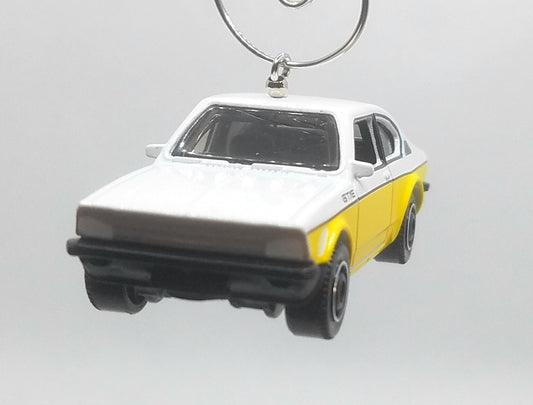 1975 Opel Kadett Coupe White Yellow Christmas Ornament