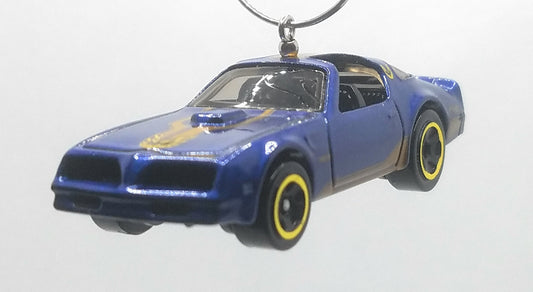 Pontiac Firebird Blue/Gold Stripes Christmas Ornament