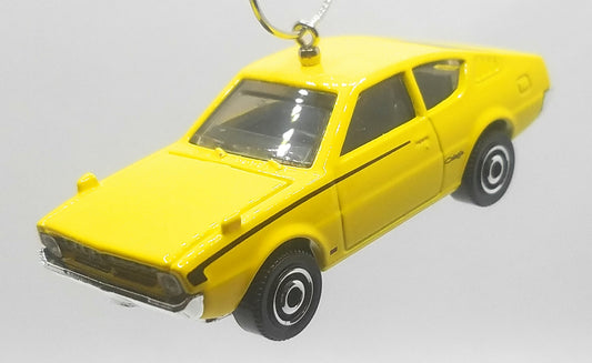 1975 Mitsubishi Lancer Celeste Yellow Christmas Ornament