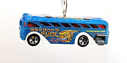 Surfin School Bus Beebops Blue Christmas Ornament