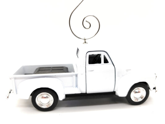 1953 Chevrolet 3100 Pickup Large Custom  1:34 Diecast White Christmas Ornament
