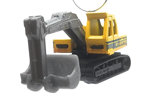 Backhoe Excavator Steam Shovel Yellow Black Christmas Ornament