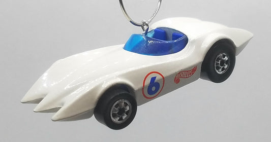 Speed Racer Mach 5 Concept Second Wind White Blue Christmas Ornament