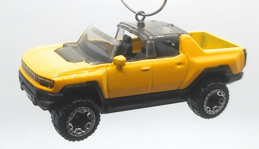 GMC Hummer EV Yellow Black Christmas Ornament