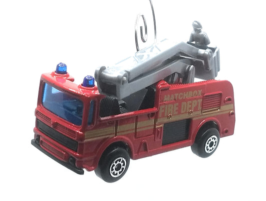 Snorkel Fire Truck Red Gold Stripe Christmas Ornament