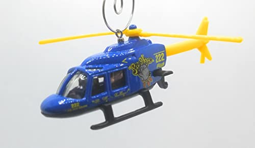 Propper Chopper Helicopter Blue Yellow Christmas Ornament