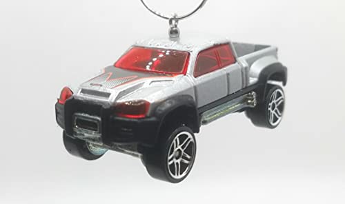 Mega Duty Pickup Truck Grey Black Red Christmas Ornament
