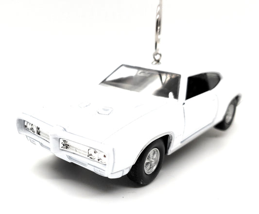 1969 Pontiac GTO Large Custom  1:34 Diecast White Christmas Ornament