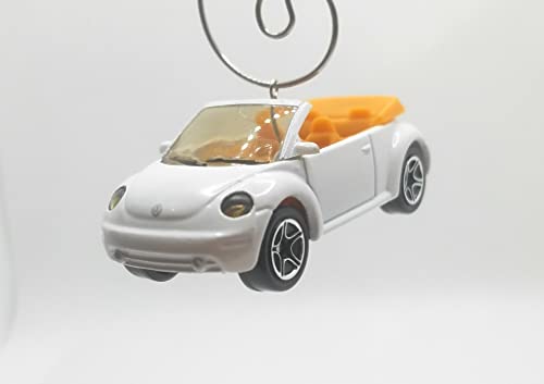 Convertible Volkswagen Beetle White Orange Christmas Ornament