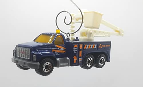 GMC Bucket Cherry Picker Truck Blue Christmas Ornament